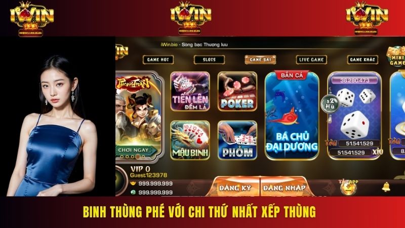 Binh thùng phé với chi thứ nhất xếp thùng