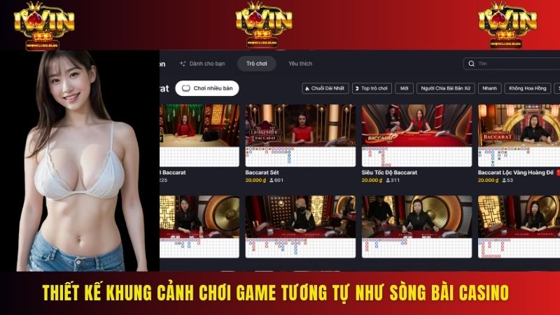 Thiết kế khung cảnh chơi game tương tự như sòng bài Casino